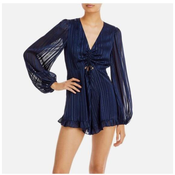 AQUA Metallic Stripe Romper SIze XS - Picture 1 of 4